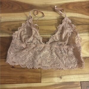 Free People Tan Lace Bralette with Adjustable Straps
